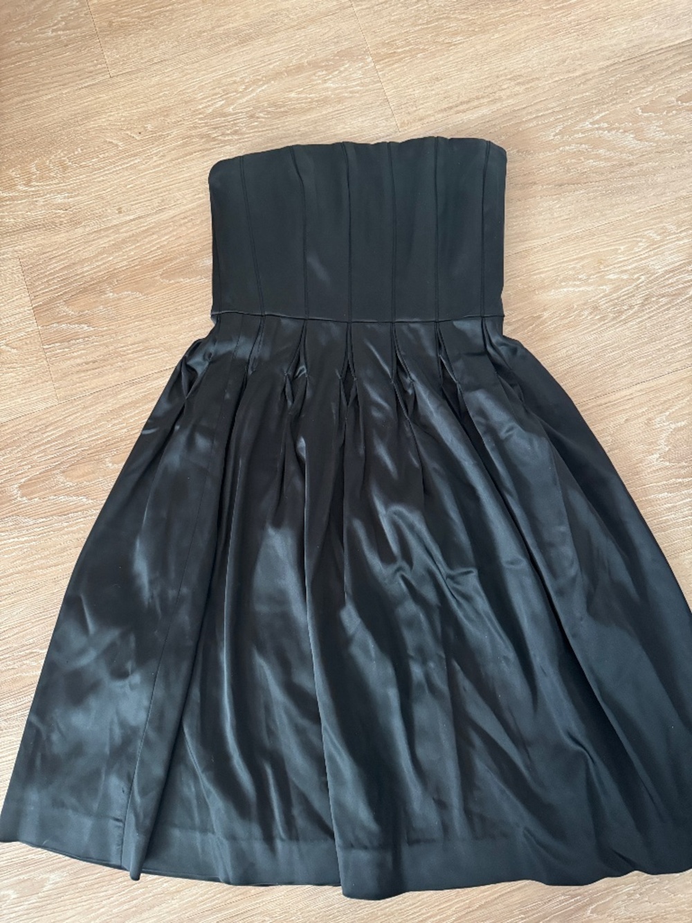 Calvin Klein Black Satin Strapless midi dress
